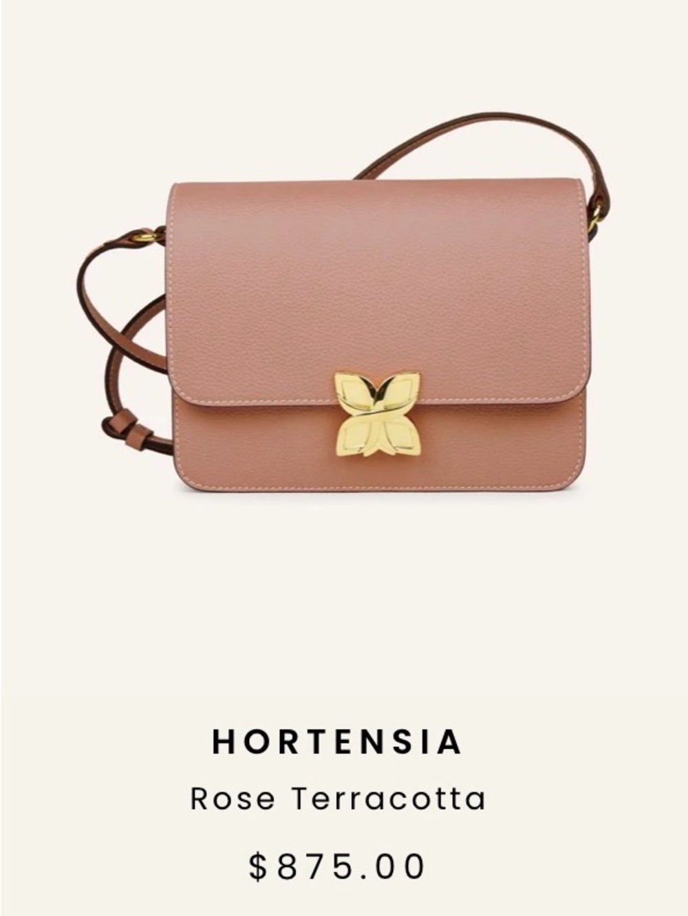 Hortensia Rose Terracotta Leather Brand New with plastic on clasps